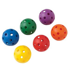 Set of 6 perforated plastic balls
