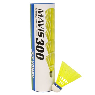 Set of 12 Yellow Yonex® «Mavis 300» Cork Head Competition Badminton Shuttlecocks