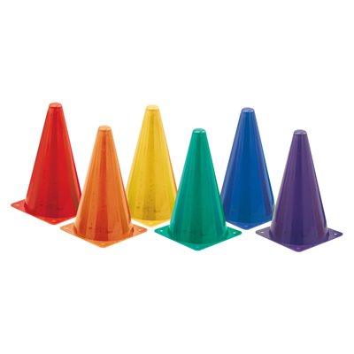 6 cônes de plastique fluorescent, 9"