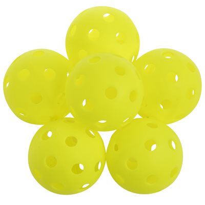 Set of 6 Yellow Indoor Pickleballs. 3" (7.5 cm)