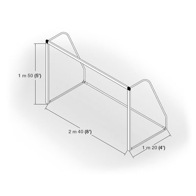 Paire de buts de mini-soccer en aluminium, poteaux carrés, 5' x 8' x 2,25' x 4'