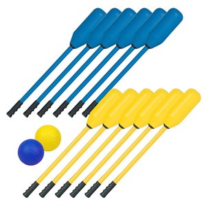 12 Foam Polo Sticks + 2 Balls