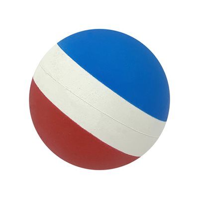 Balle rebondissante bleue, blanche et rouge en caoutchouc-mousse, 6 cm (2,5") 