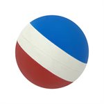 Balle rebondissante bleue, blanche et rouge en caoutchouc-mousse, 6 cm (2,5") 