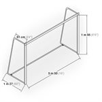 Paire de buts de soccer en acier junior, poteaux carrés, 6,5' x 18' x 2' x 4,17'